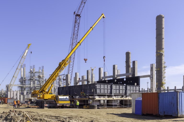Image of a factory construction site. We help finance all types of job and equipment related to pharma.
